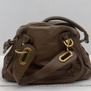 Chloe Parathy Brown Satchel with Gold Accents preloved